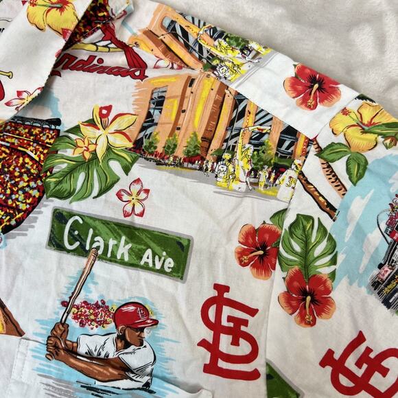 Reyn Spooner St Louis Cardinals Shirt Mens XL Hawaiian AOP Cotton Button Up MLB - Picture 3 of 12